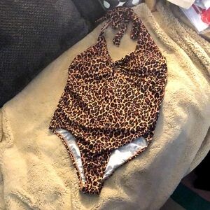 Kona Sol Leopard Print Swimsuit, size 16W